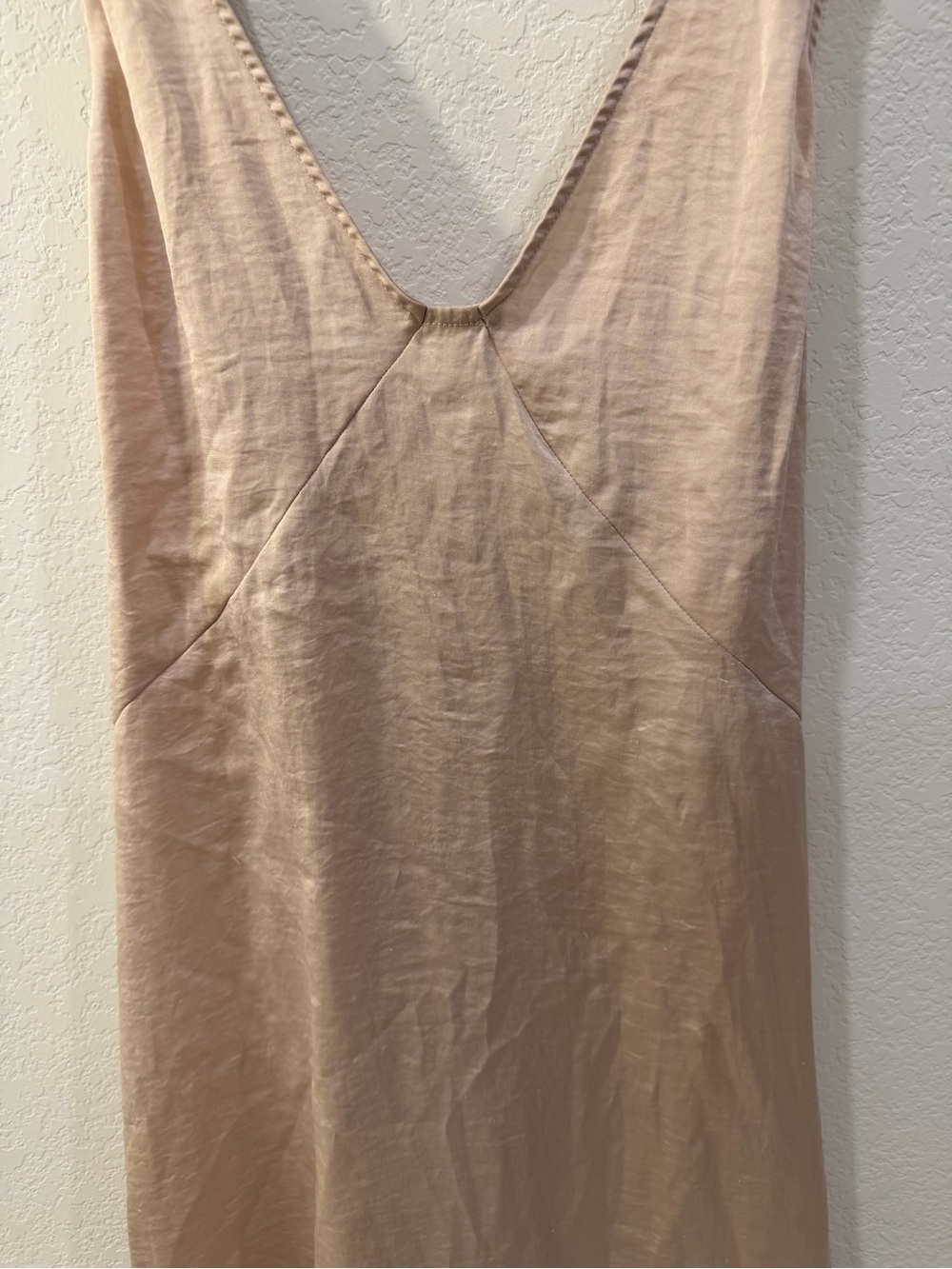 Intimately Free People Vintage Blush Satin Deep V Plunge Tunic Slip Top M/L